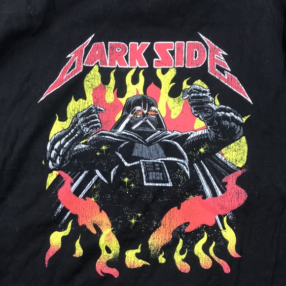 Dark Side Heavy Metal Look Darth Vader in flames T-Shirt